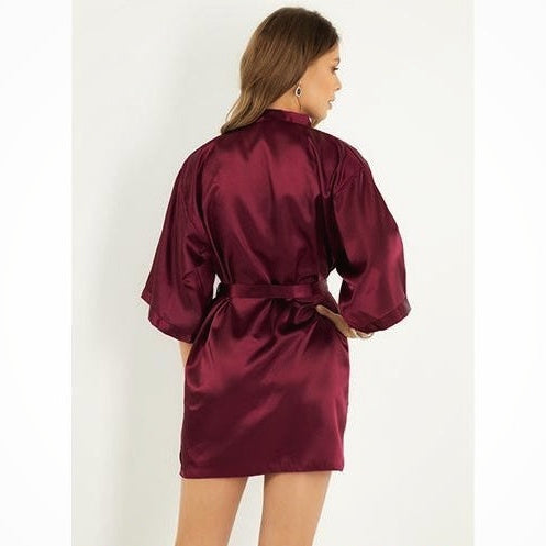 one piece Kimono Bridesmaid Short Robe CHK # P49 - Maroon
