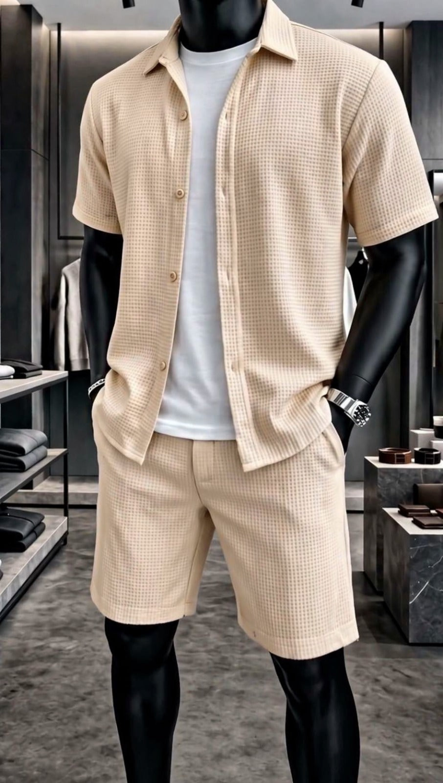LI-88 MEN’S ÉLITE GRID TEXTURE SET – MODERN SUMMER CO-ORD