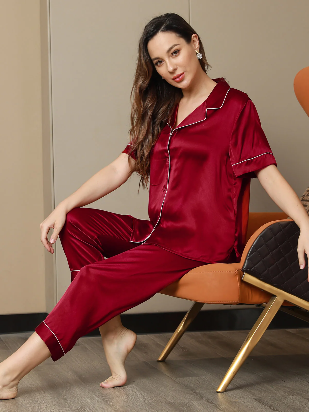 Silk Luxurious Slumber Pyjama Set Half Sleeves