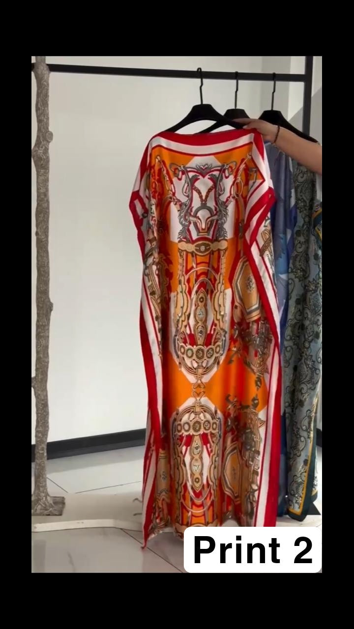 Ch # 6005 Silk Printed Kaftaan  Dress