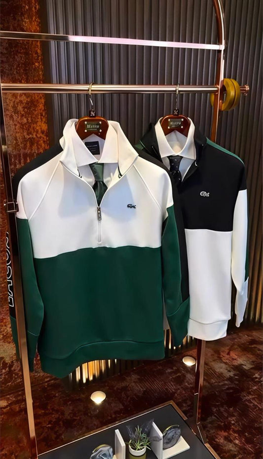 Lacoste Premium Half-Zip Color Block Sweatshirt for Men –   (S9)
