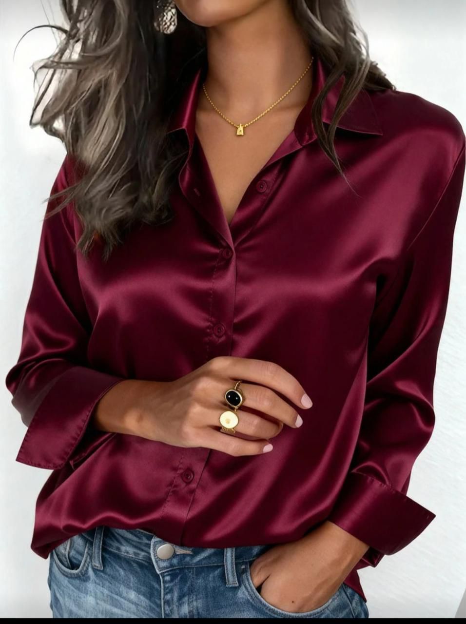 Pack of 4 | Women’s Silk Button-Down Shirt.