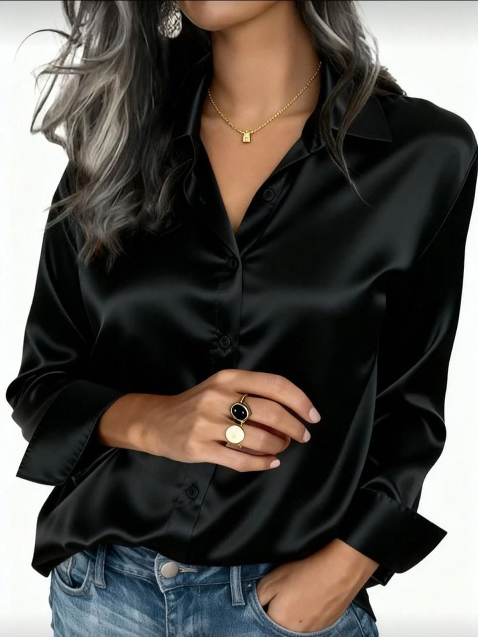 Pack of 4 | Women’s Silk Button-Down Shirt.