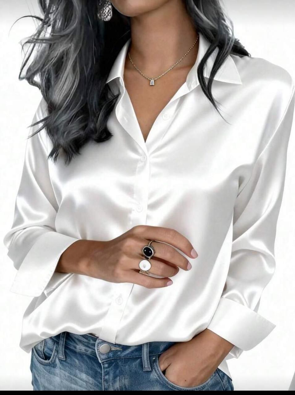 Pack of 4 | Women’s Silk Button-Down Shirt.