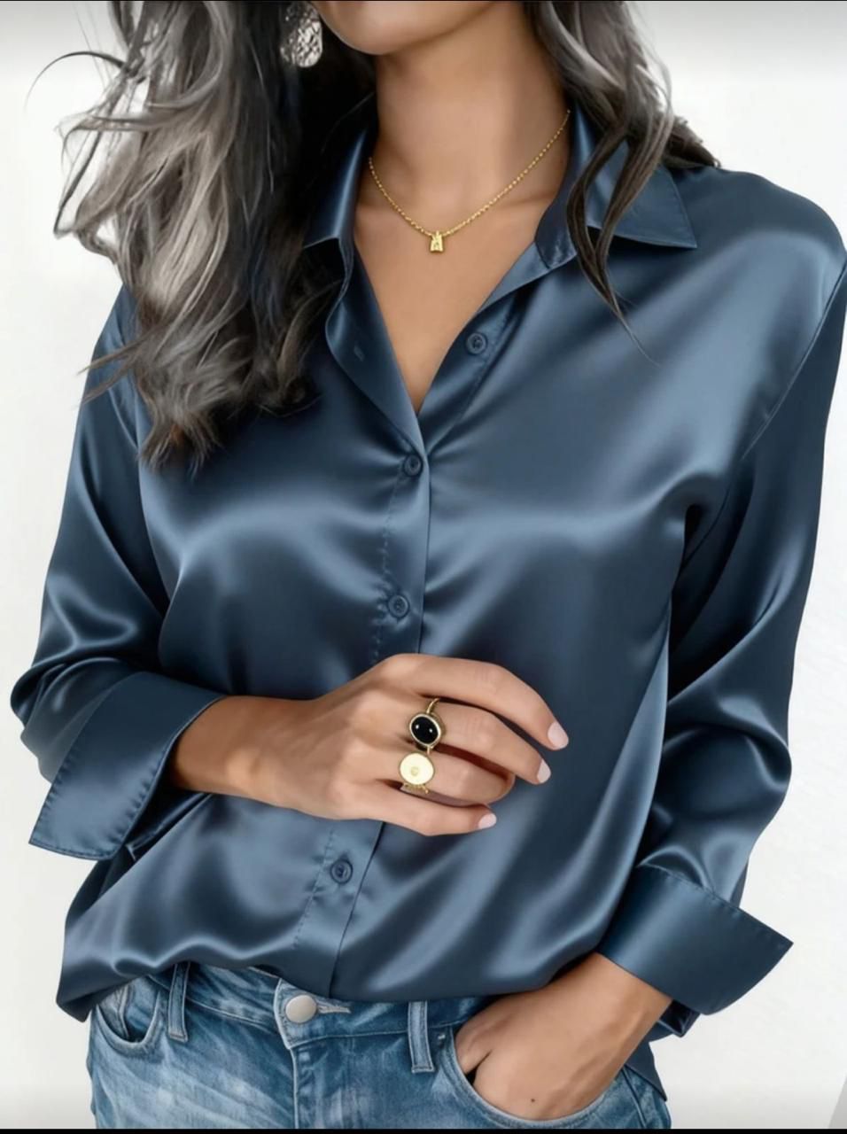 Pack of 4 | Women’s Silk Button-Down Shirt.
