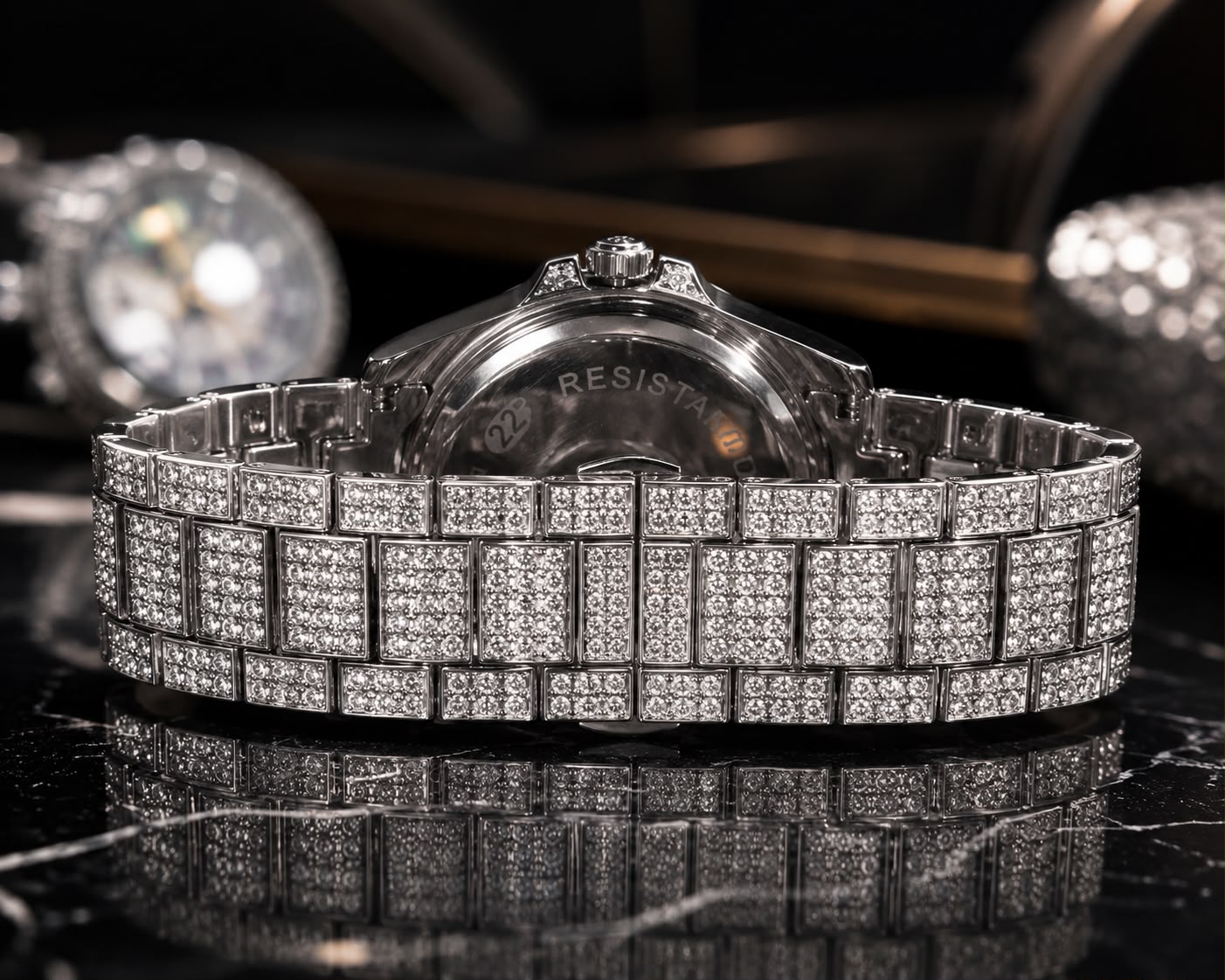 (WH-2) Luxury Silver Rainbow Crystal Watch | Full Iced-Out Stainless Steel Watch