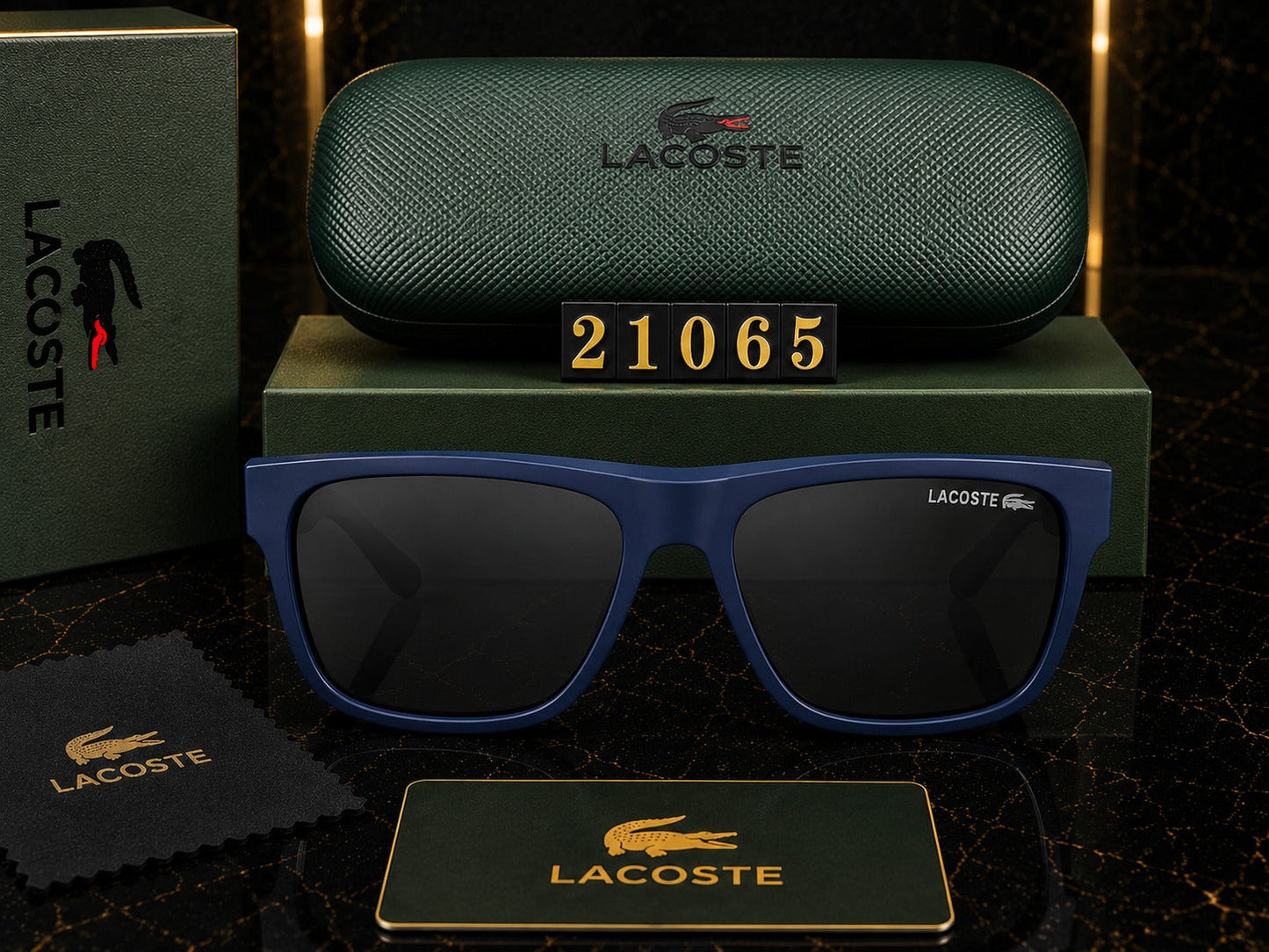 (GS-11) Lacoste Premium Square UV400 Sunglasses | Luxury Black Frame | Unisex Designer Eyewear