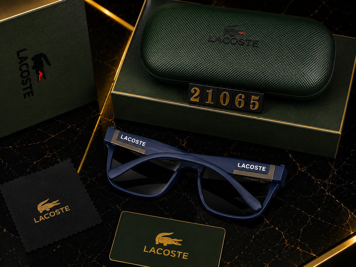 (GS-11) Lacoste Premium Square UV400 Sunglasses | Luxury Black Frame | Unisex Designer Eyewear