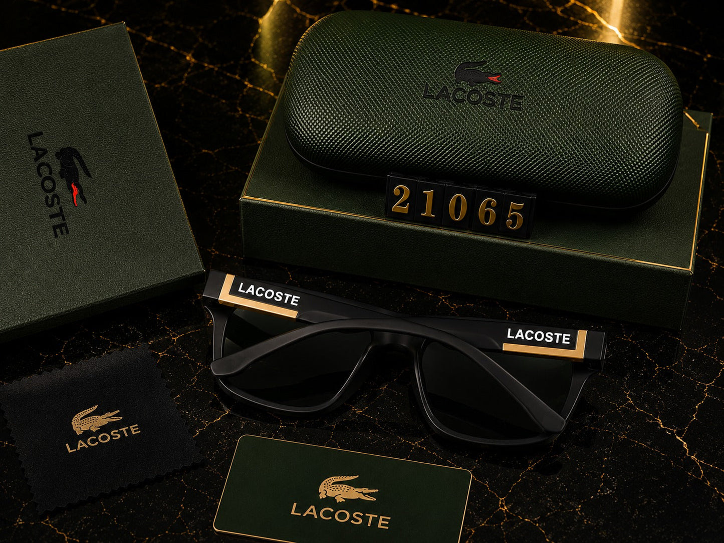 (GS-11) Lacoste Premium Square UV400 Sunglasses | Luxury Black Frame | Unisex Designer Eyewear
