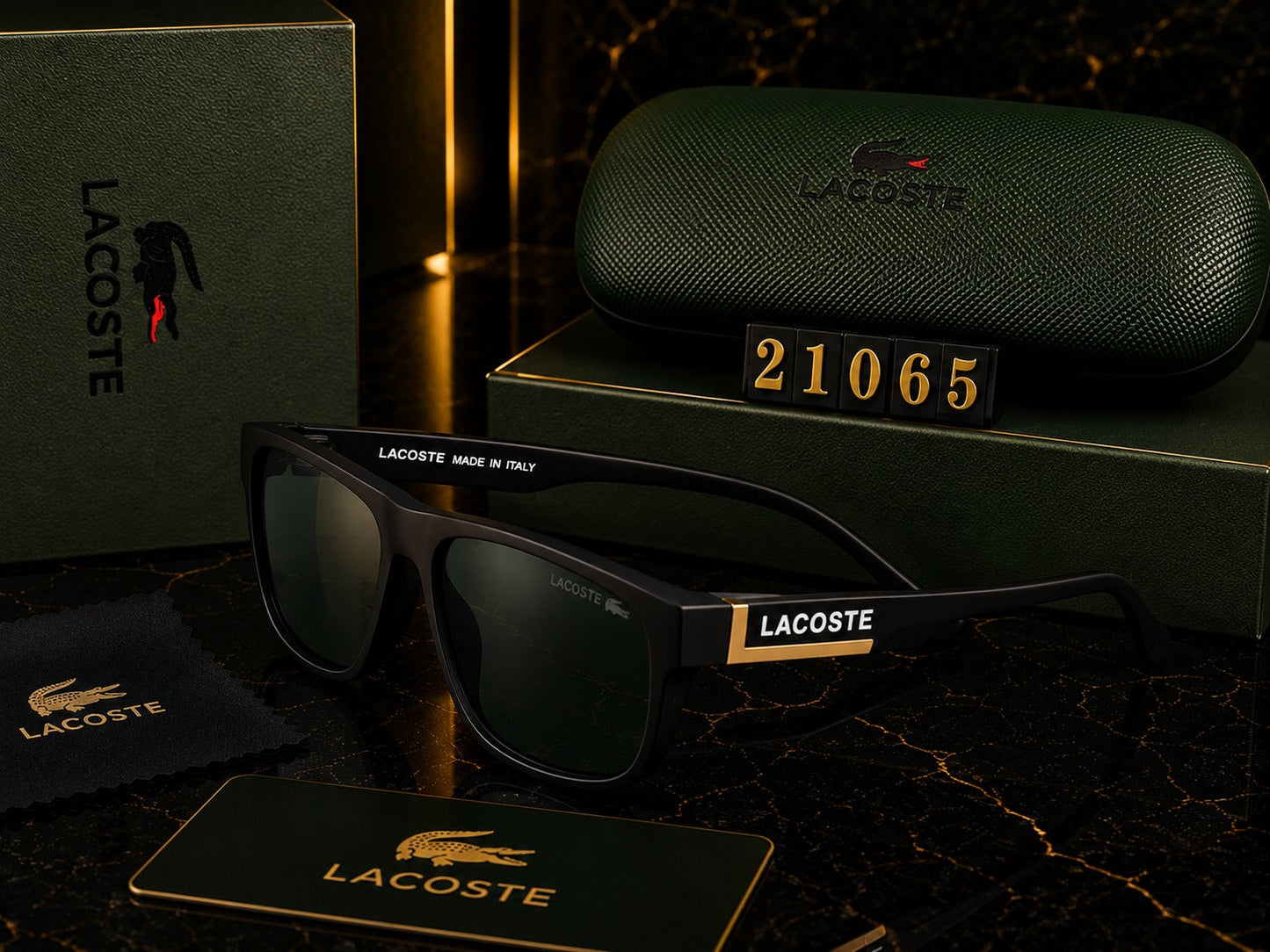 (GS-11) Lacoste Premium Square UV400 Sunglasses | Luxury Black Frame | Unisex Designer Eyewear