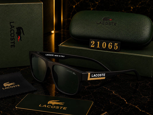 (GS-11) Lacoste Premium Square UV400 Sunglasses | Luxury Black Frame | Unisex Designer Eyewear