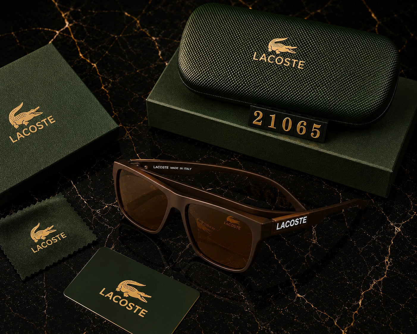 (GS-11) Lacoste Premium Square UV400 Sunglasses | Luxury Black Frame | Unisex Designer Eyewear