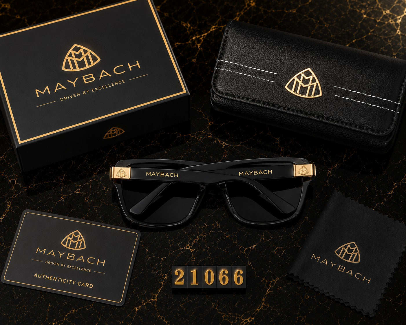 (GS-5) Luxury Maybach Sunglasses | Black & Gold Cinematic Product Showcase | Premium Eyewear 4K
