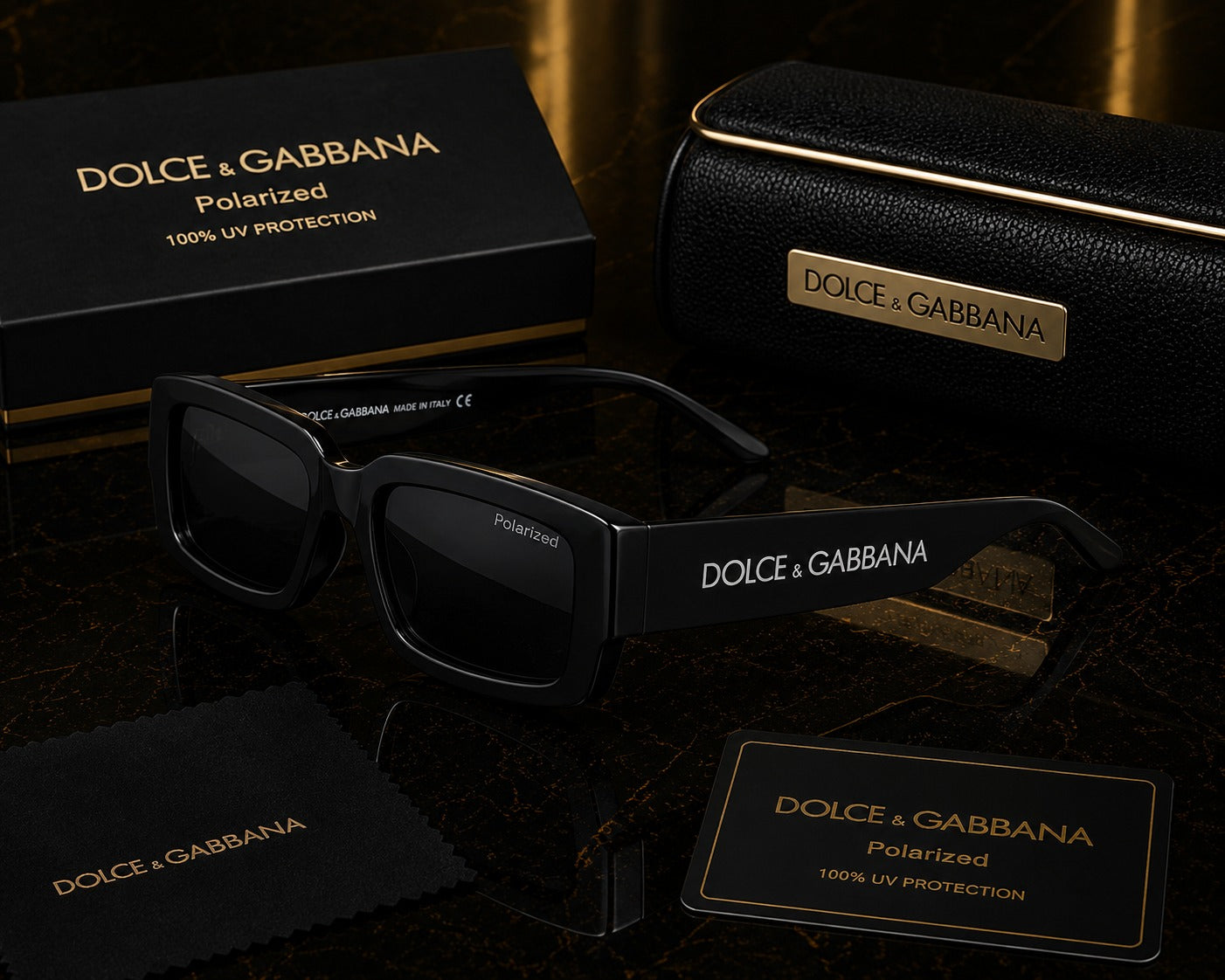 (GS-3) Dolce & Gabbana DG6187 Polarized Rectangle Sunglasses –  | UV400 Protection -  Premium Edition