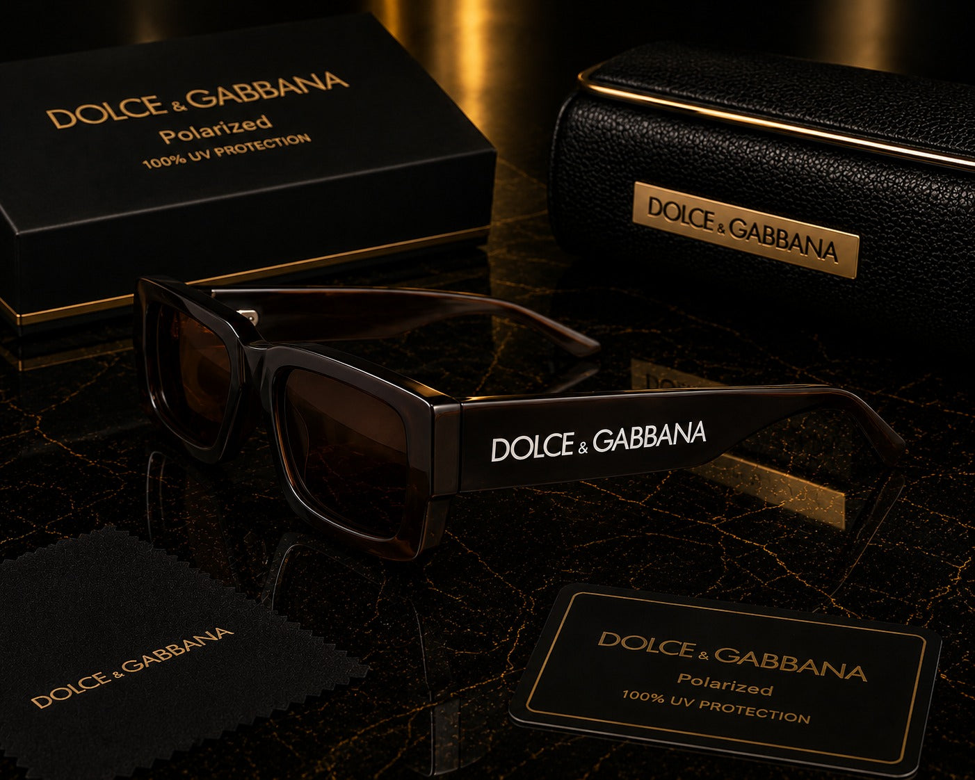 (GS-3) Dolce & Gabbana DG6187 Polarized Rectangle Sunglasses –  | UV400 Protection -  Premium Edition