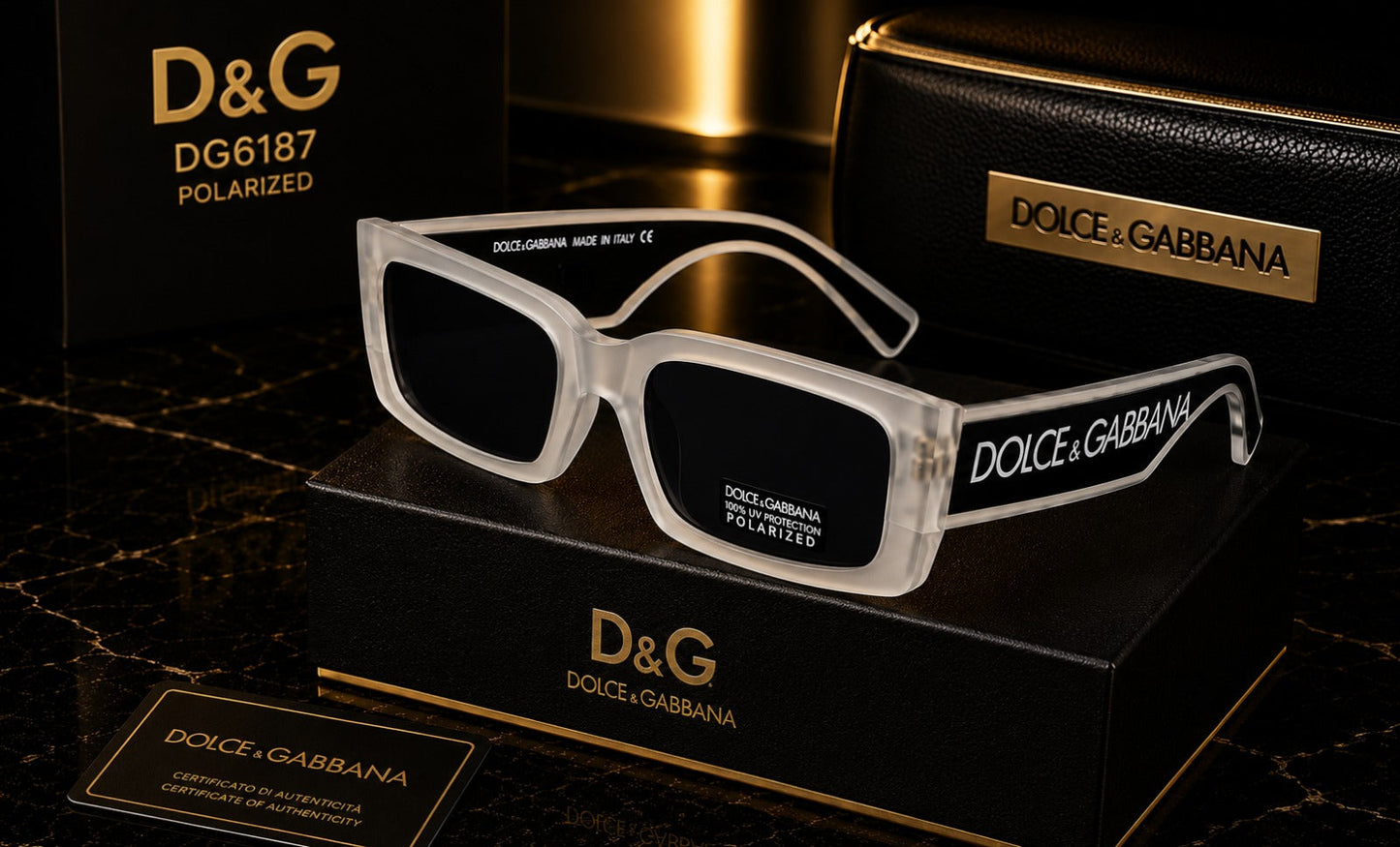 (GS-3) Dolce & Gabbana DG6187 Polarized Rectangle Sunglasses –  | UV400 Protection -  Premium Edition