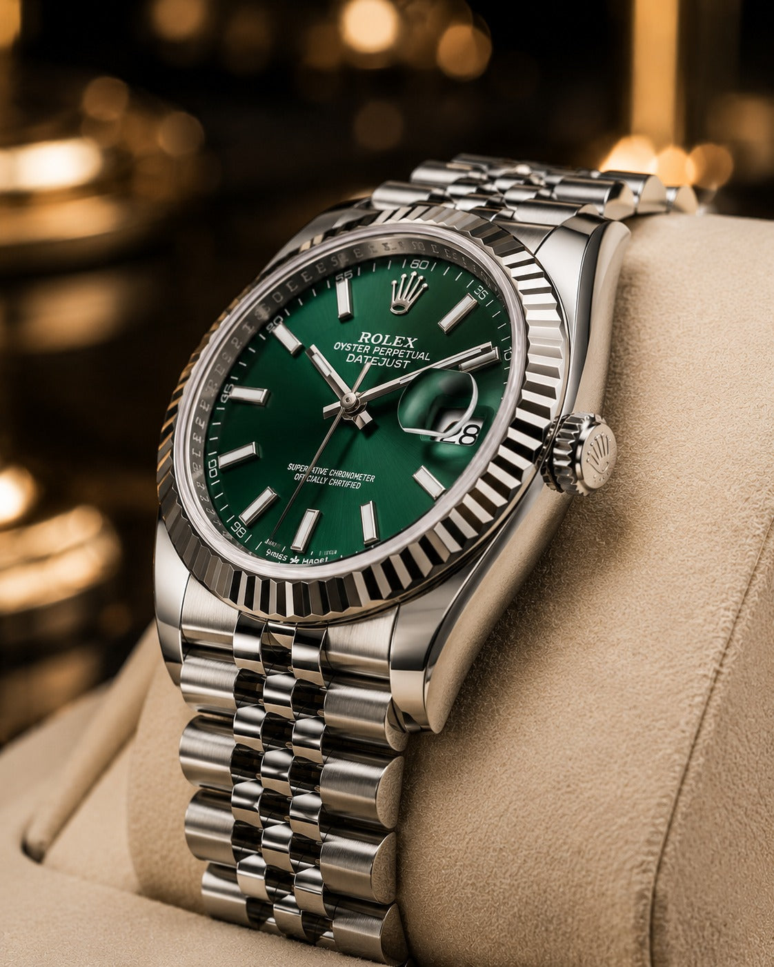 (WH-8) Rolex Datejust Green Dial Jubilee Bracelet Luxury Men's Watch – Premium Stainless Steel Timepiece