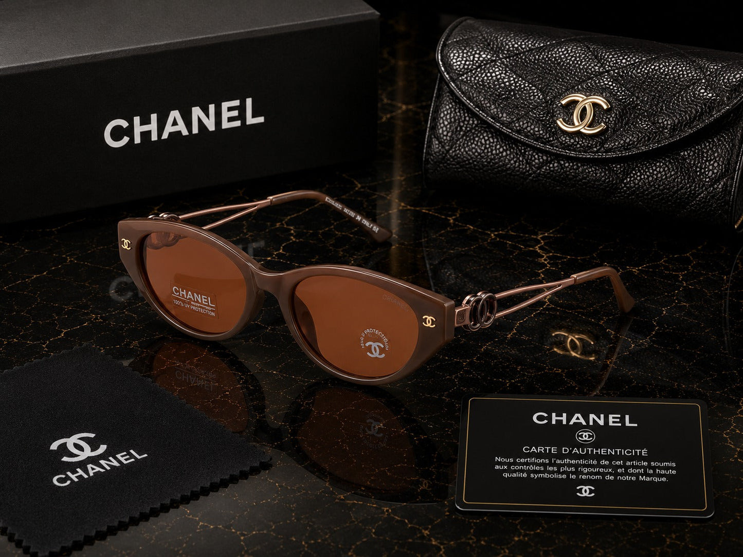 (GS-19) CHANEL Signature Grey Cat-Eye Luxury Sunglasses