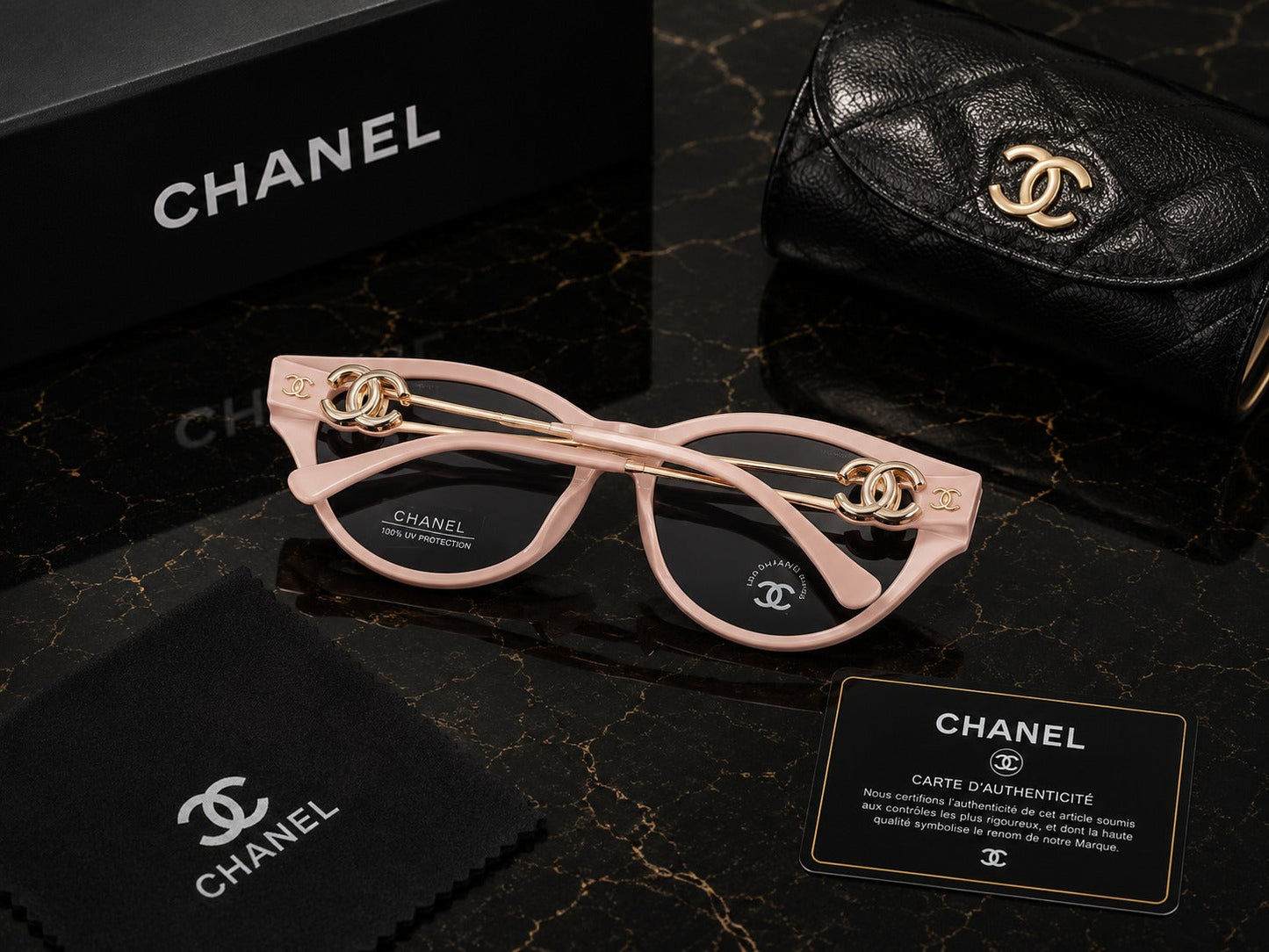 (GS-19) CHANEL Signature Grey Cat-Eye Luxury Sunglasses