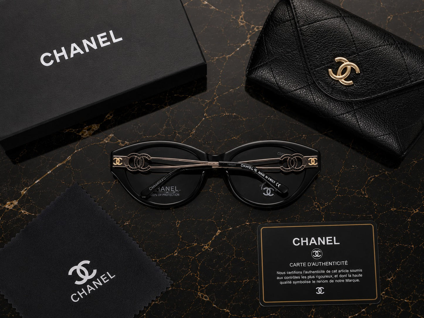 (GS-19) CHANEL Signature Grey Cat-Eye Luxury Sunglasses