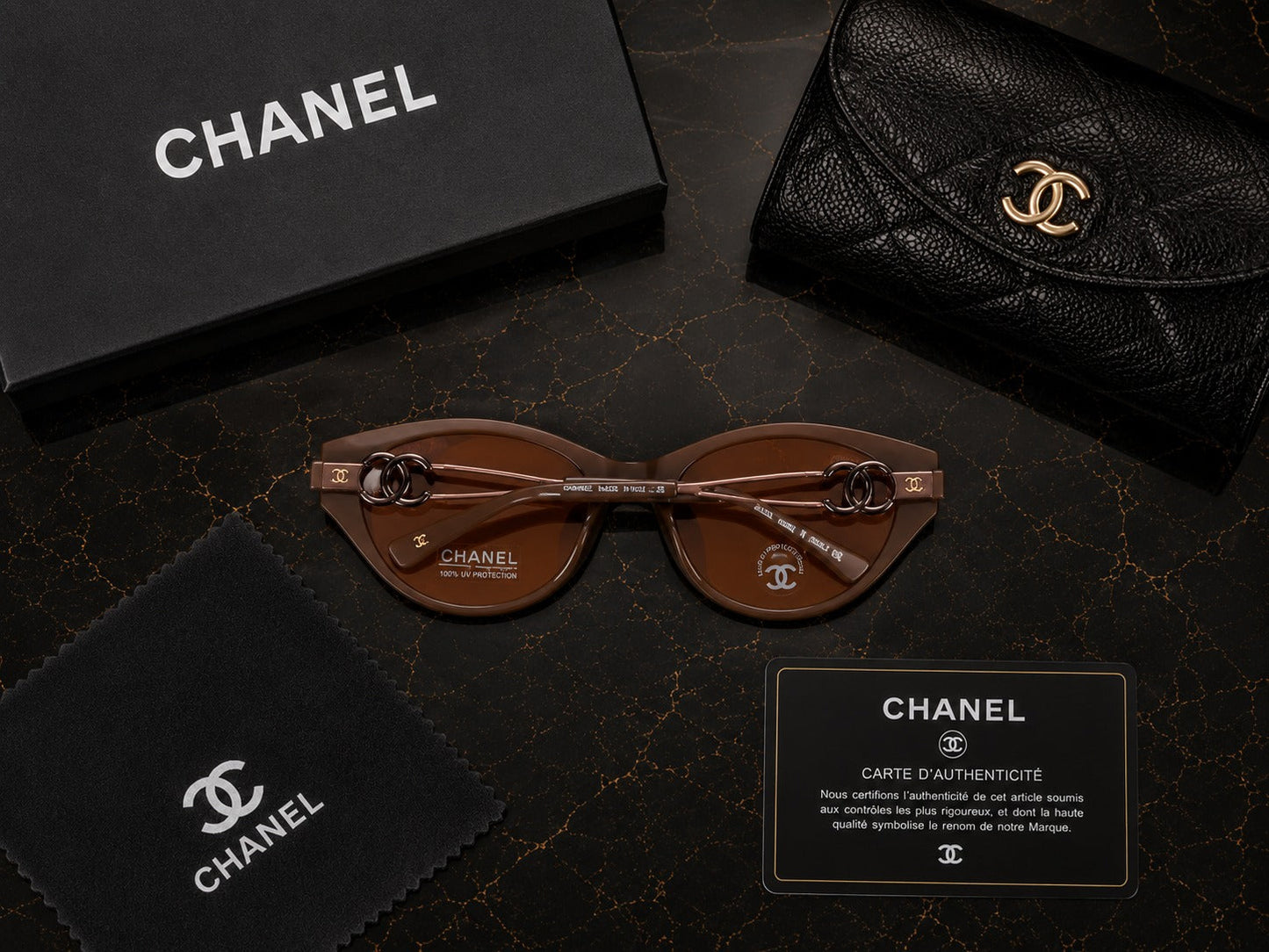 (GS-19) CHANEL Signature Grey Cat-Eye Luxury Sunglasses