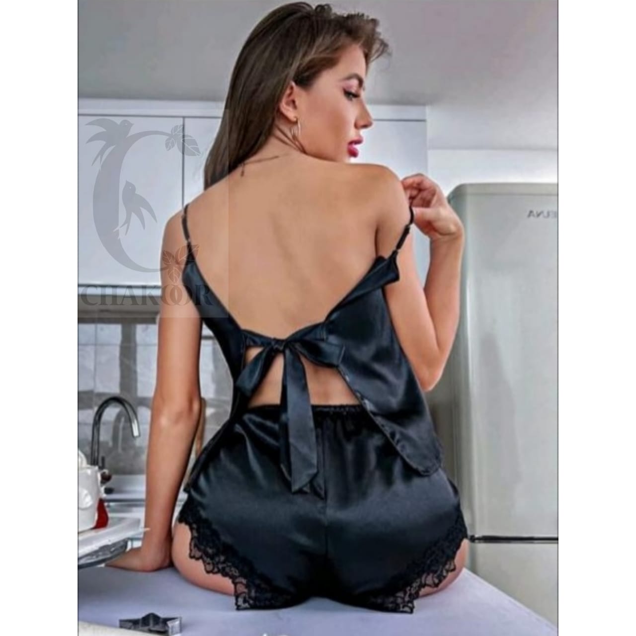 Backless Silk Cami Top & Shorts CHK # P43