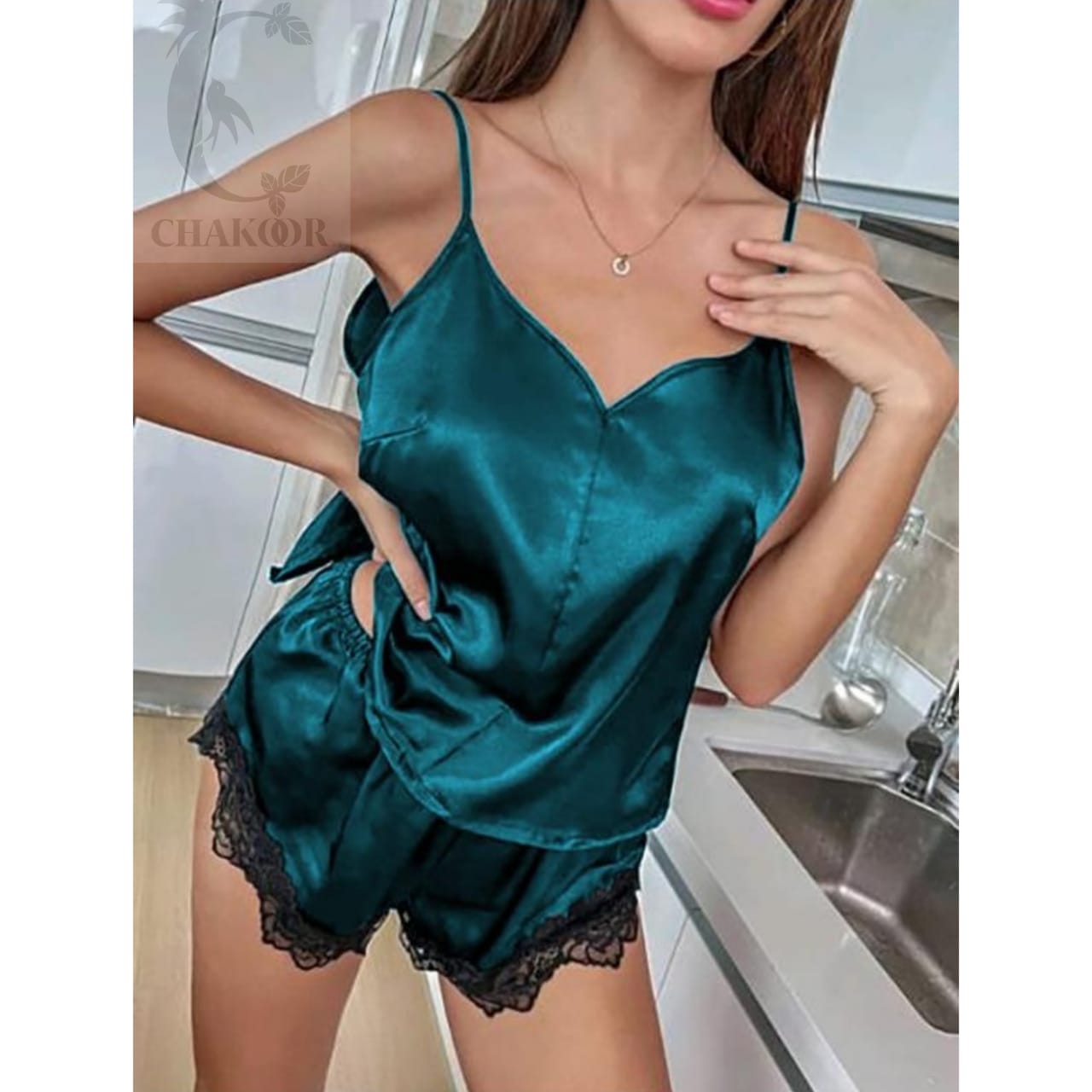 Backless Silk Cami Top & Shorts CHK # P43