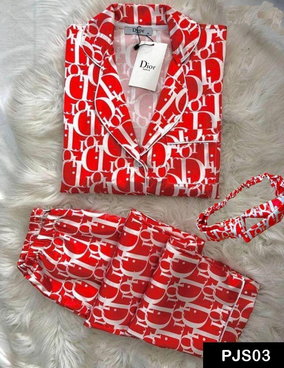 CH # 578 | Luxury Printed Silk Pajama Set For Women | D 9